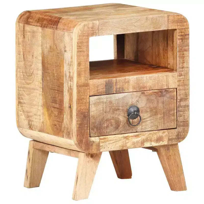 vidaXL Cabinet Nightstand Side End Table with Solid Wood Legs for Bedroom