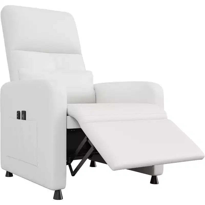 Recliner Chair, Adjustable Recliner Ergonomic Overstuffed PU Leather Single Sofa, Tall Back, Padded Seat, 2 Side Pockets for Living Room
