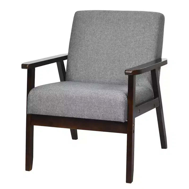 Costway Wooden Upholstered Accent Chair Fabric Armchair Home Office