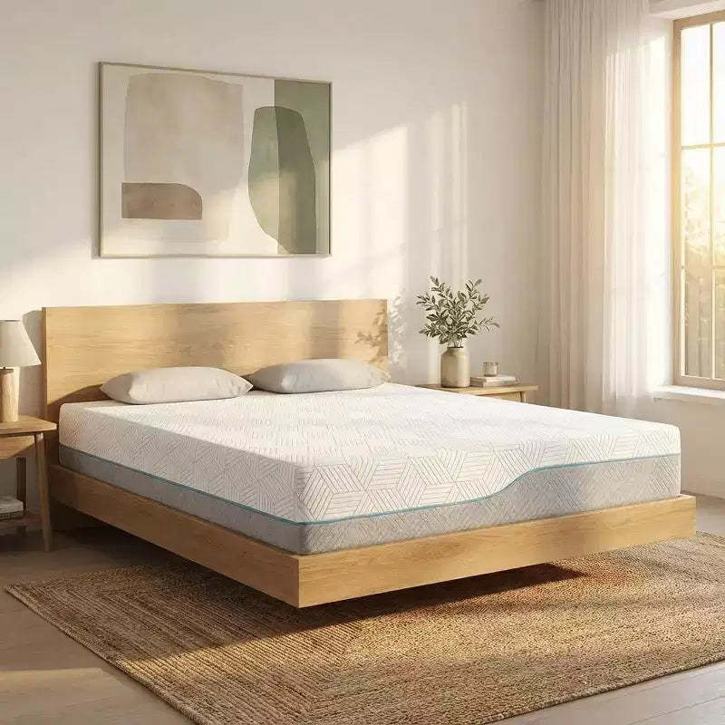 Dyonery Cooling Memory Foam Mattress, Dual-Sided Firmness with Ice Silk Cover, Green Tea Gel Bed for Sleep Support