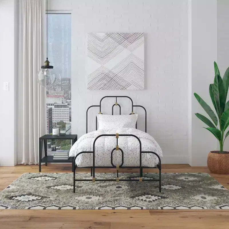 GDFStudio Olivia Vintage Metal Bed with Headboard and Footboard