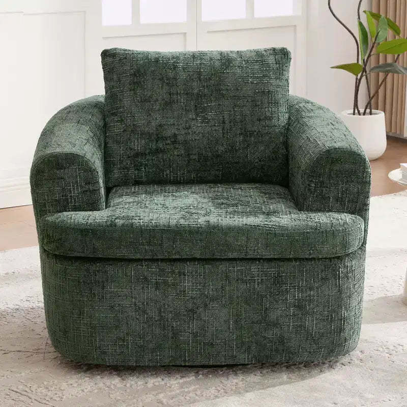 TUYOHW Lounge Chair,Swivel Barrel Sofa Chair with Dual-Layer Cushion,250lbs Capacity,36.6 Round Chenille Accent Chair for Living Room,Office