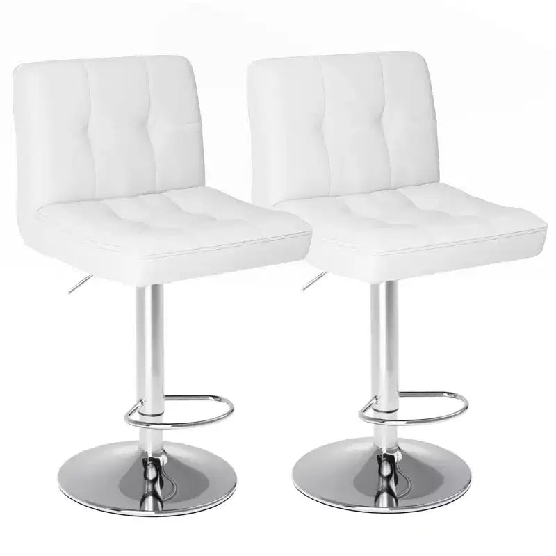 TUYOHW PU Leather Adjustable Bar Stools Set of 2,Counter Height Bar Stools with Backrest & Footrest,Barstool,Swivel Barstool for Kitchen,Cafe