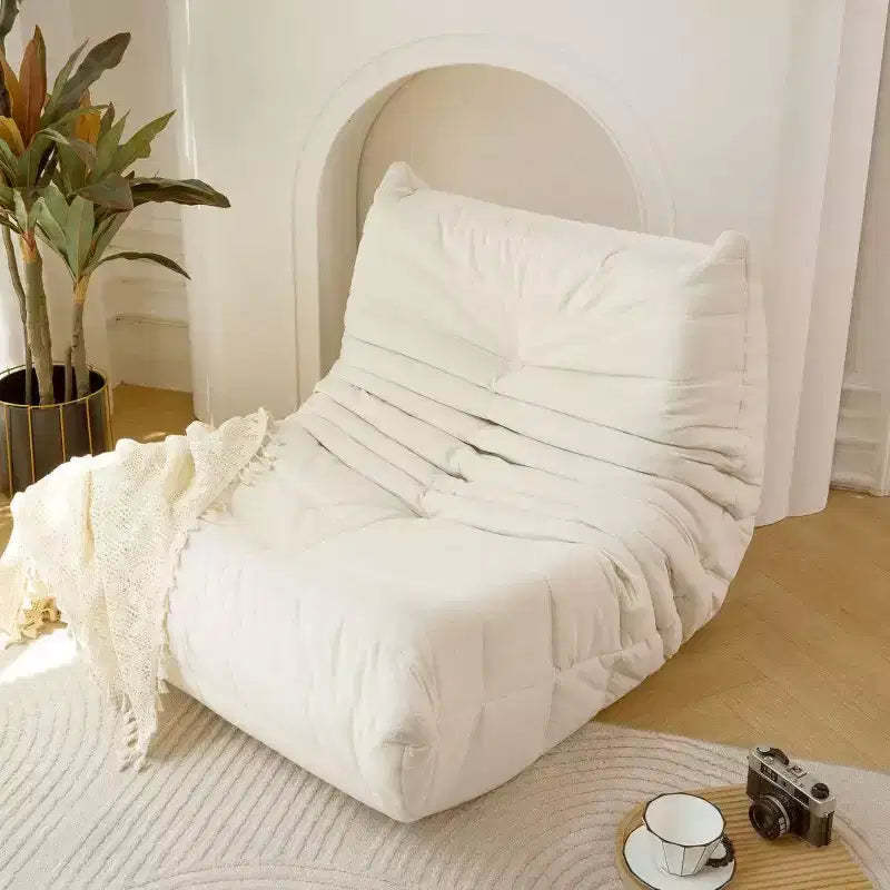 TUYOHW No Assembly Bean Bag Chair,Waterproof & Stain-Resistant Fabric Lounger,High-Density Memory Foam,Art Deco Style,Off-White