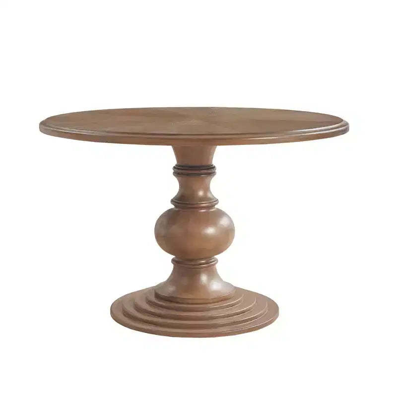 GDFStudio Barron Farmhouse Wood 46 Round Dining Table with Diamond Veneer Top