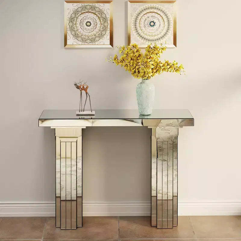43 Mirrored Console Table, Entryway Table & Behind the Couch Table, Modern Rectangular Sofa Table for Living Room or Hallway-Panipeachy