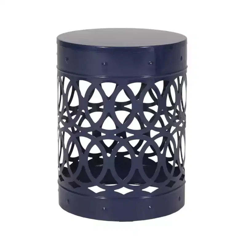 Large Metal Side Table - Navy Blue Finish for Living Room/Patio
