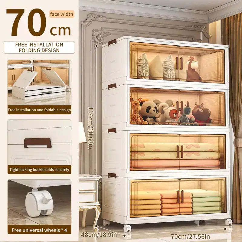 AEELLEEA 4/5/6 Tier Stackable Collapsible Lidded Storage Bins with Wheels | For Clothes, Sweaters & Towels (Closet Organization
