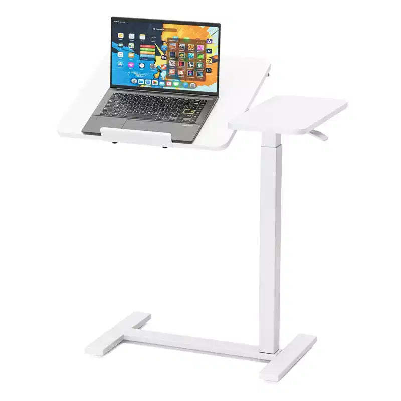 TUYOHW Adjustable Height Overbed & Rolling Laptop Table with Tilting Desktop,Mobile Rolling Bedside Table for Laptop,Bed,Sofa,Office