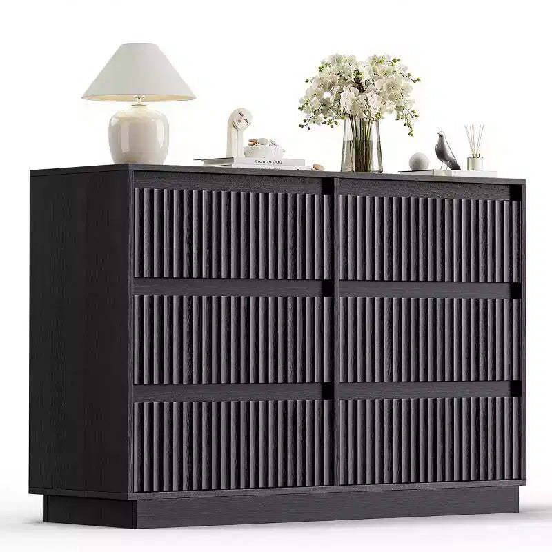 KOLIGEY 6-Drawer Dresser 47W Double Dresser With Waveform Fluted Panel