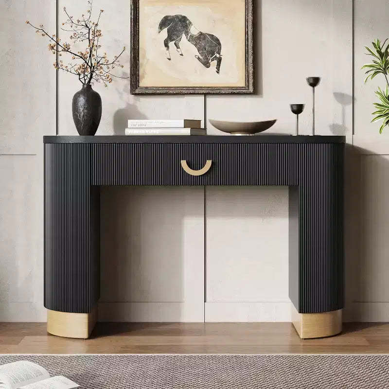 Christopher Knight Home Mirod Modern Ribbed Console Table with Drawer and Column Legs