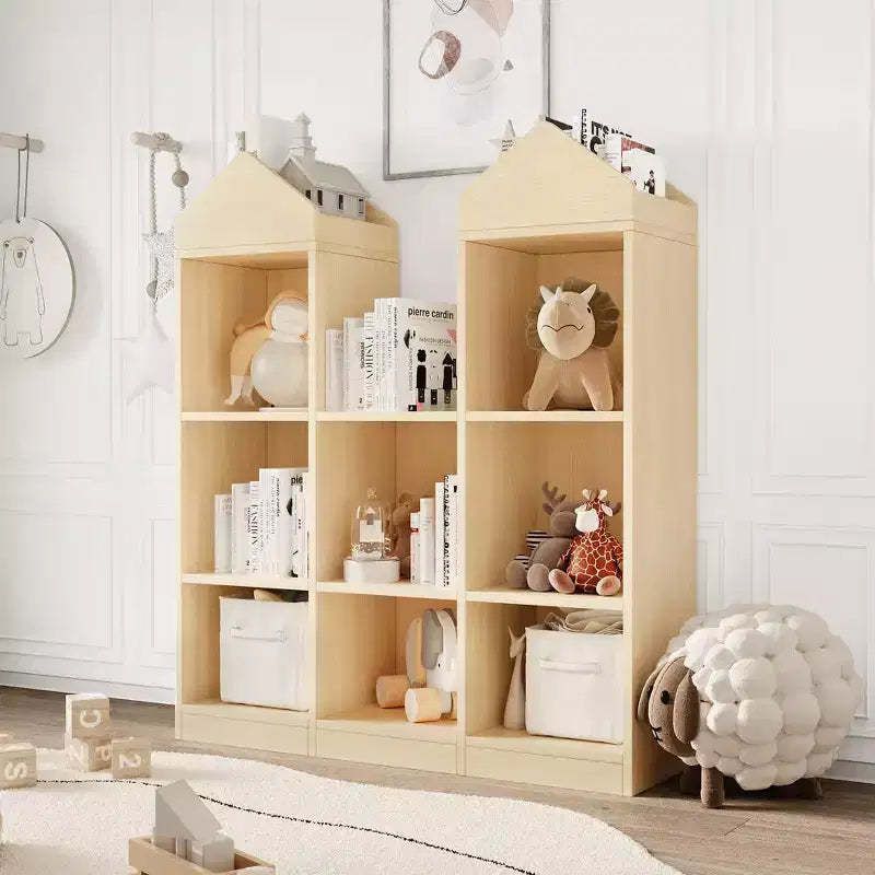 8 Cubby Kids Bookshelf with Castle Shape, Kids Reading Nook w/Toy Storage Organizer, Multiful Storage Display Case for Children's Room Nursery