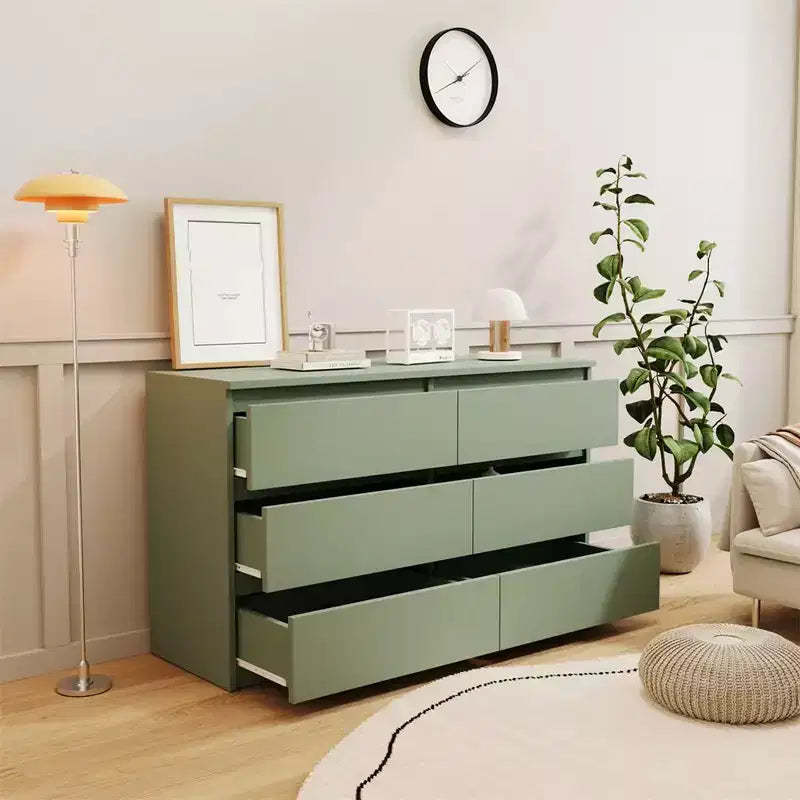 6 Drawer Double Dresser For Nursery, Kids Organizer, Chest of Drawers Green