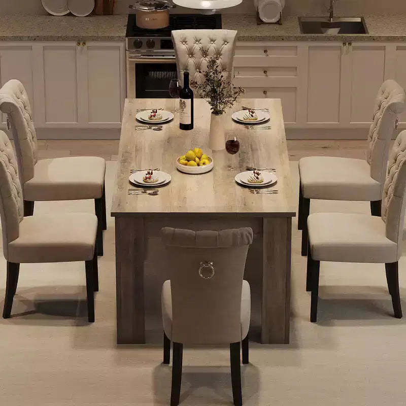 70 Inch Rustic Gray Farmhouse Dining Table for 6-8, Heavy Duty Rectangular Table with Thick Top and Strong Legs, Large Kitchen Table for Dining Room