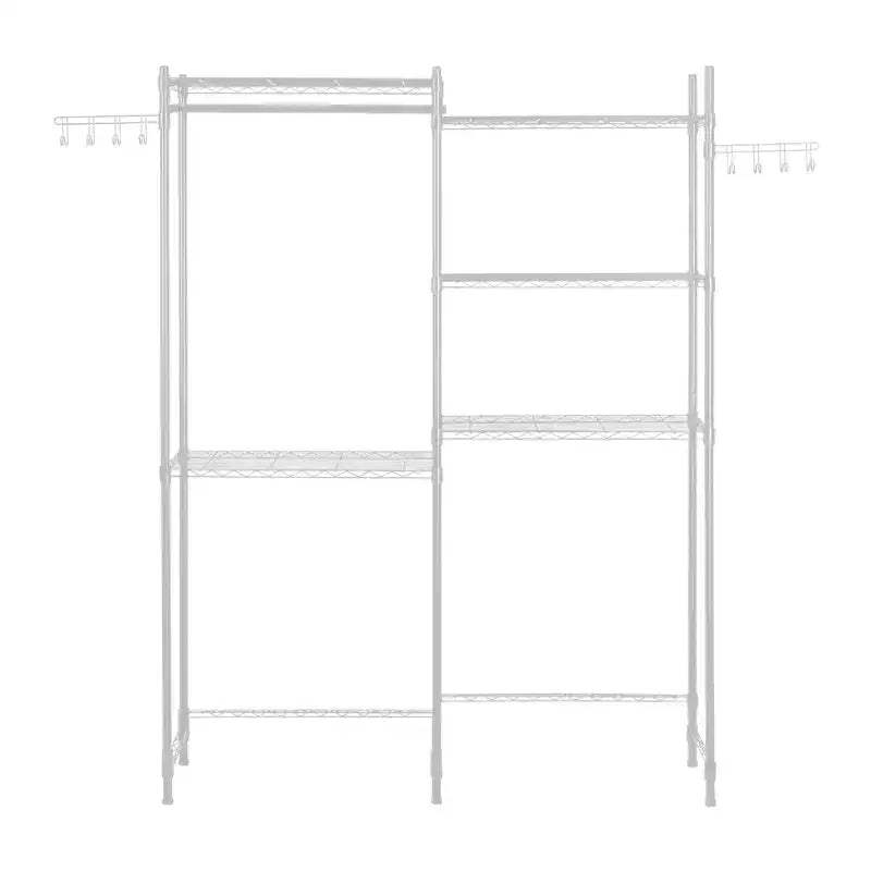 VEVOR Over Washer and Dryer Storage Shelves, 5 Tiers Laundry Room Drying Rack with Hanger Rod and Hooks, Two Rows Adjustable Washer Shelves, White