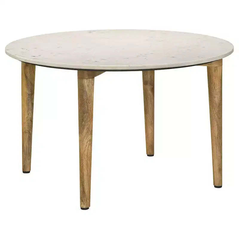 Coaster,Aldis Round Marble Top Coffee Table White and