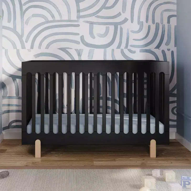 Child Craft Park Heights 4-in-1 Convertible Crib, Converts to Toddler, Day Bed & Full Size Bed, 2 Mattress Positions, Baby Safe Finish (Caviar Black)