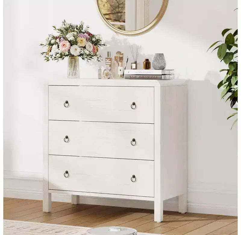 WhiteDrawer Dresser - Wooden Chest of Drawers for Bedroom/Living Room (Closet Storage Organizer, Modern Design)