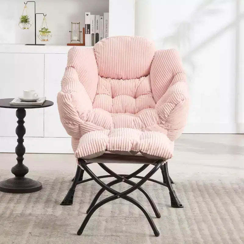 TUYOHW Lazy Chair,Modern Lounge Accent Chair with Ottoman,Armrests,Side Pocket,Flannelette Upholstered Leisure Chair for Living Room,Small Space