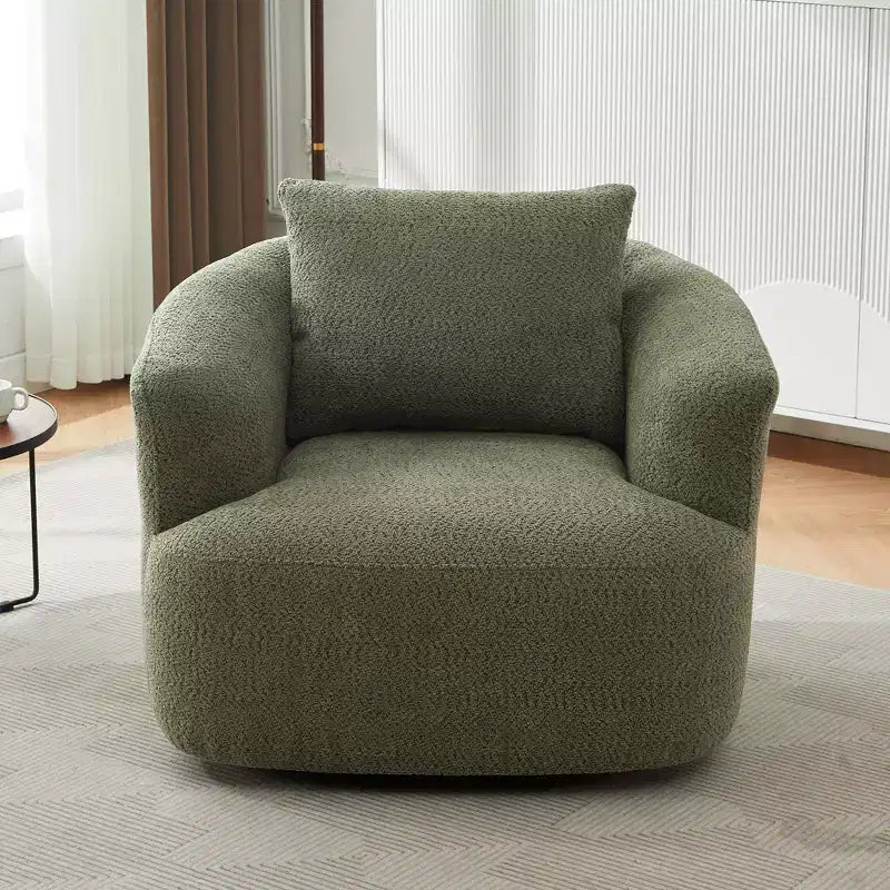 TUYOHW 38.2 Swivel Barrel Chair,Upholstered Accent Sofa Chair with Pocket Springs,Deep Seat,Throw Pillow,Lounge Chair for Living Room,Bedroom