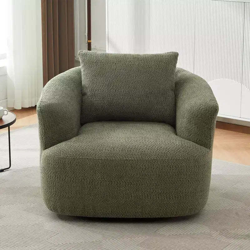 TUYOHW 38.2 Swivel Barrel Chair,Upholstered Accent Sofa Chair with Pocket Springs,Deep Seat,Throw Pillow,Lounge Chair for Living Room,Bedroom