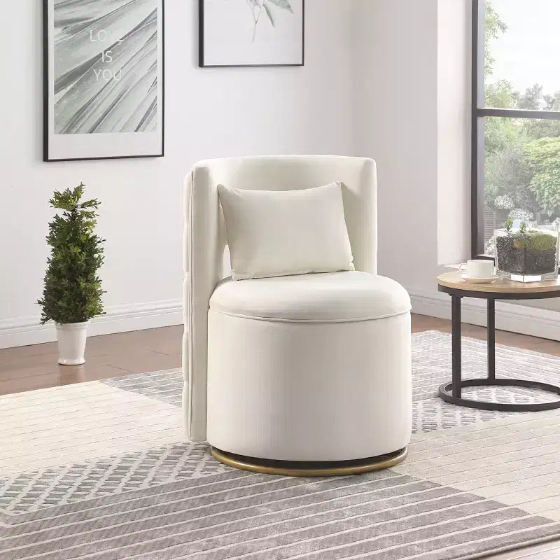 TUYOHW Swivel Accent Chair,Velvet Upholstered Curved Chair with Gold Metal Base,Storage Function,Lounge Chair for Living Room,Nursery,Bedroom