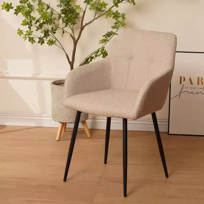 GDFStudio Ulani Modern Upholstered Dining Chairs with Metal Frame and Curved Backrest (Set of 2)