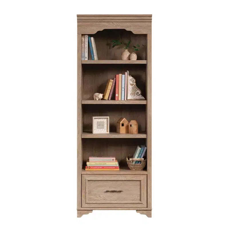 GDFStudio Renwood 72H Wood Bookcase with File Drawer and Adjustable Shelf