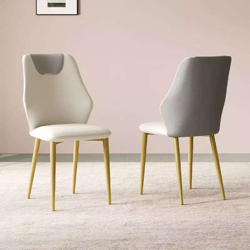Set of 2 Modern PU Leather Dining Chairs with Metal Legs, Stylish Side Chairs for Kitchen, Dining Room, or Living Room-Panipeachy