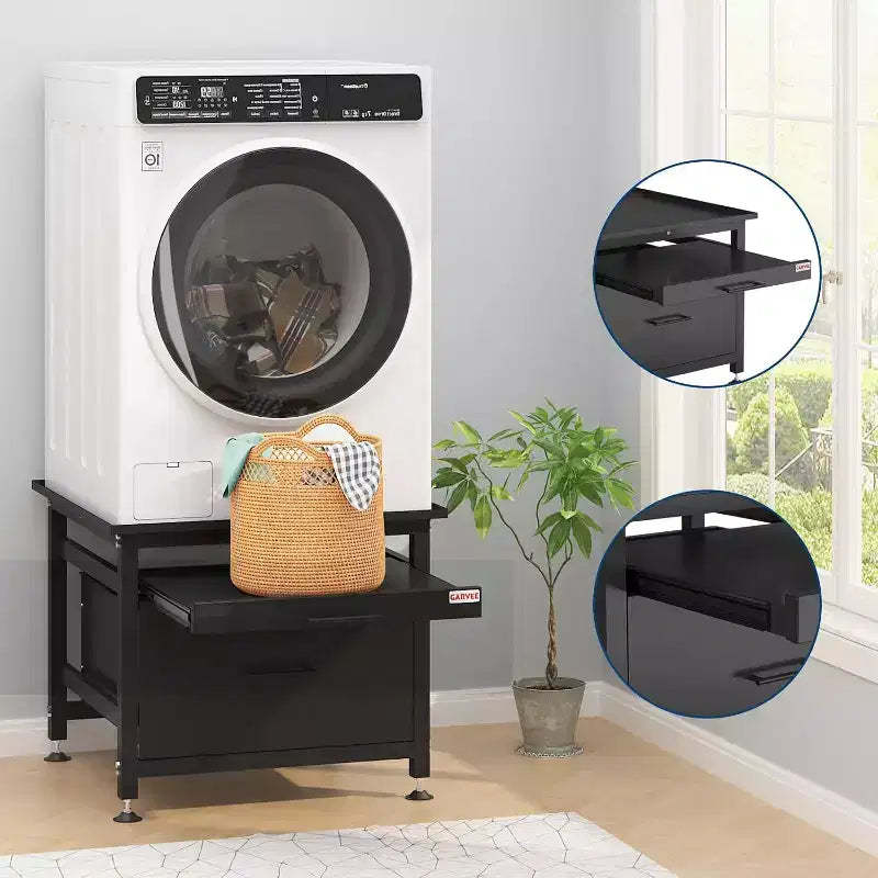 Heavy-Duty 29 Washer/Dryer Pedestal with Drawer & Shelf, 850lb Capacity & Anti-Vibration Base for Most Machines