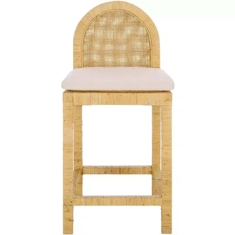 Tojo Cane Roundback Countr Stool - BST6507A - Natural/White - Safavieh