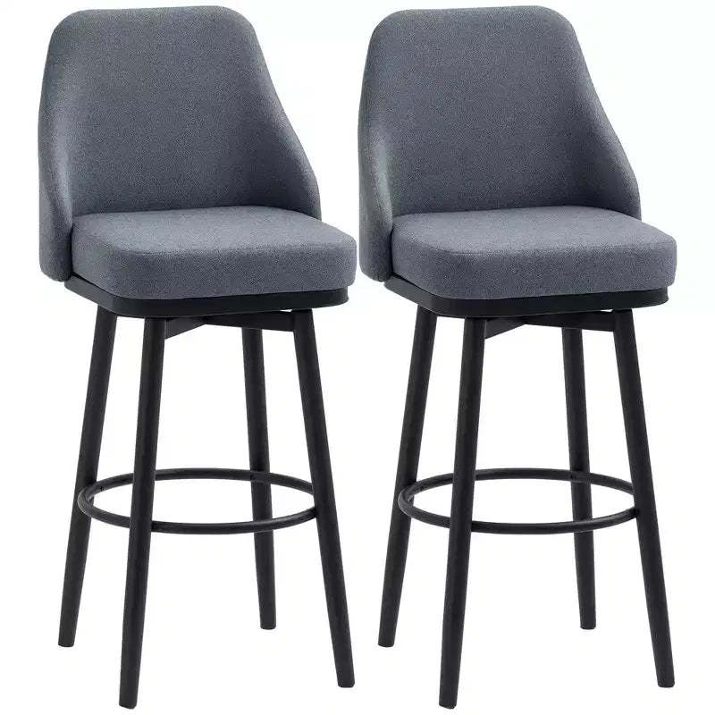 Modern Bar Stools, Set of 2 Swivel Kitchen Chairs