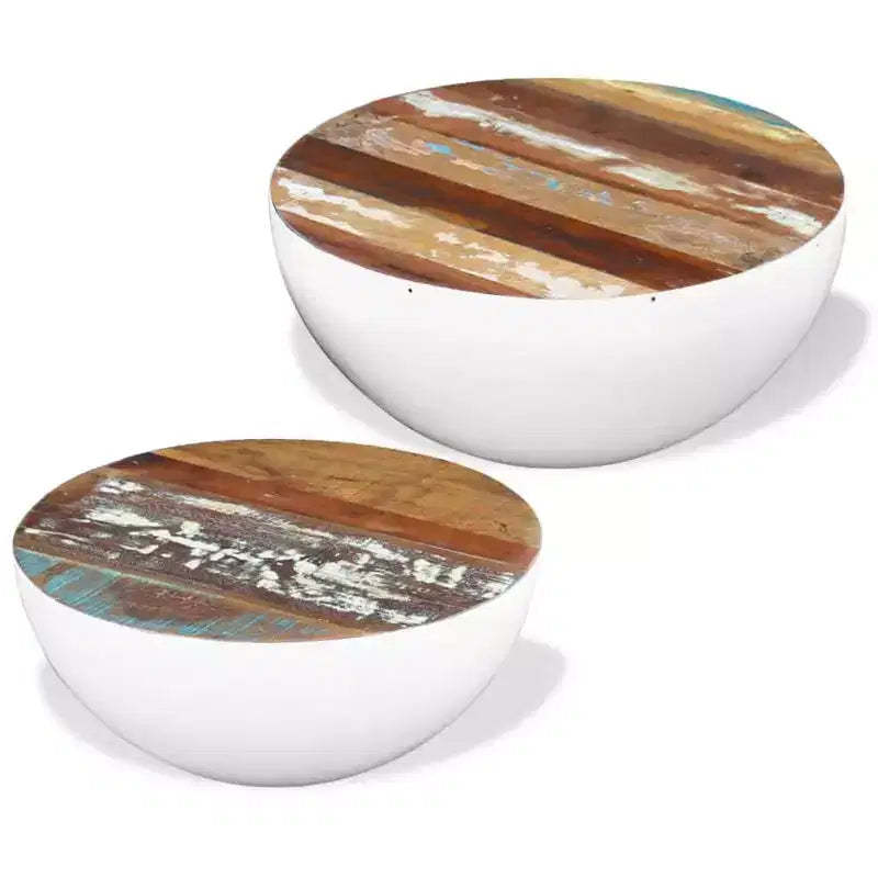 vidaXL Coffee Table Bowl-shaped End Table with Steel Base Solid Wood Reclaimed