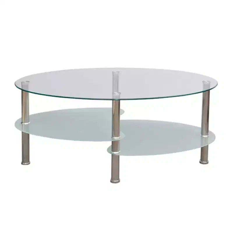 vidaXL Metal Frame Glass Tabletop Coffee Side Table Living Room White/Black
