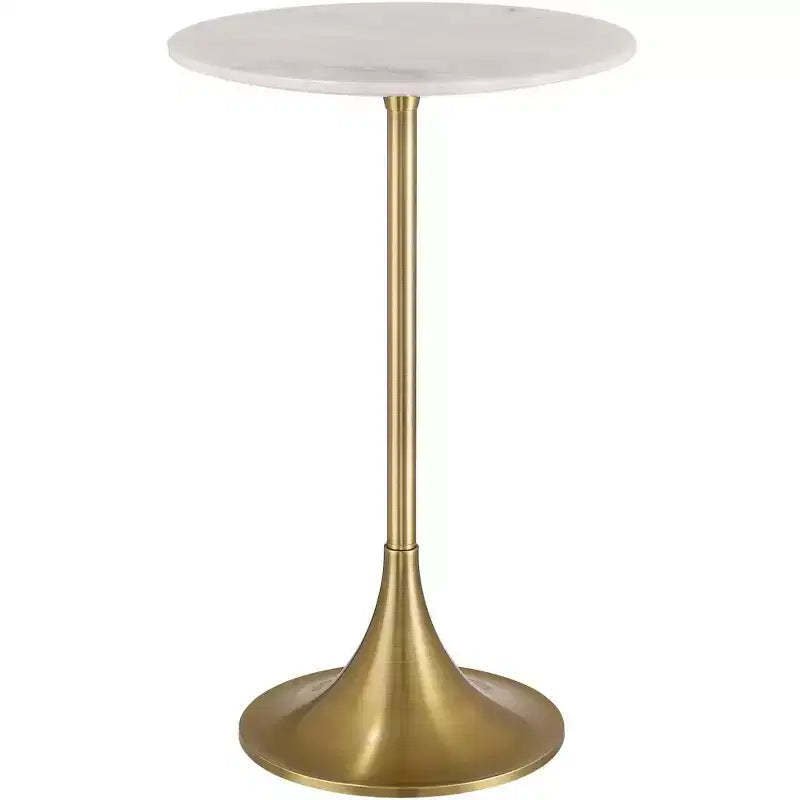 Studio 55D Studio 55 Mesita 24 End Table White Marble Top with Gold Finish Base