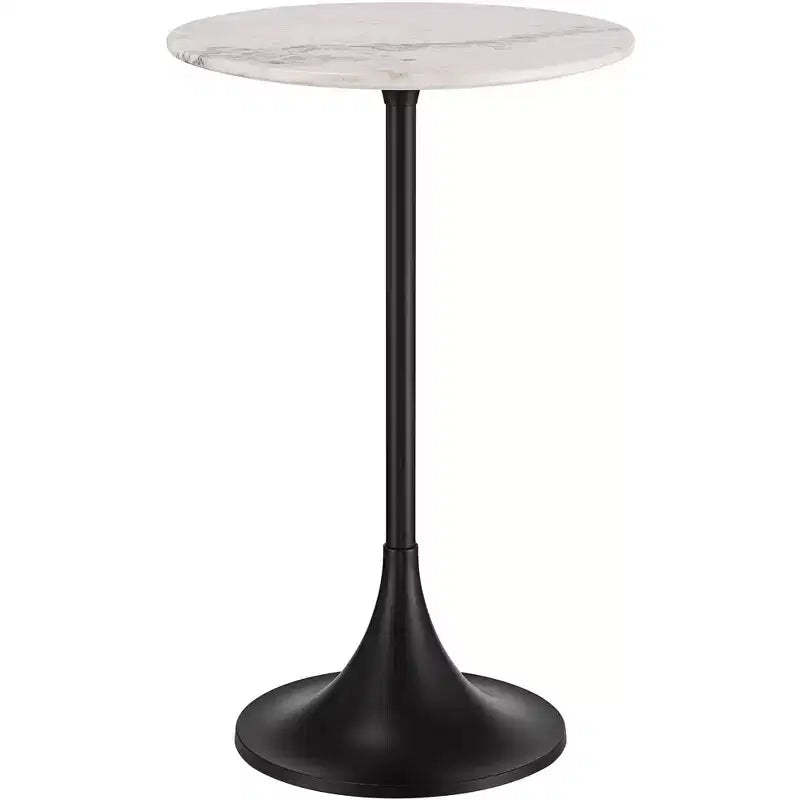 Studio 55D Studio 55 Mesita 24 End Table White Marble Top with Black Finish Base
