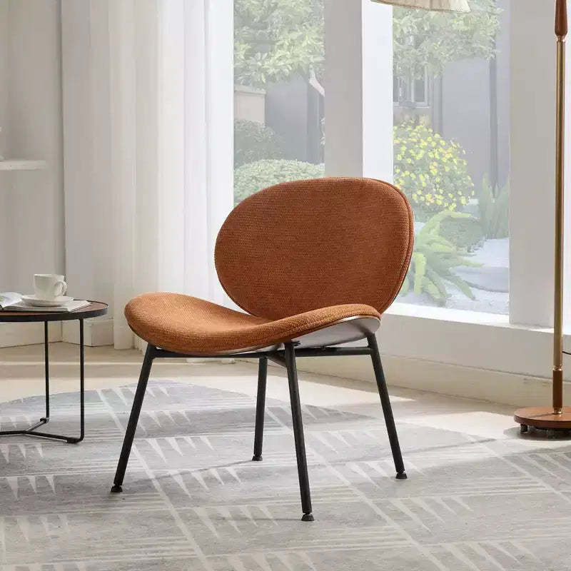 TUYOHW Sleek Shell Dining Chairs,Set of 1,Soft Fabric Side Chair with Sturdy Metal Legs,Mid-Century Modern Accent Chair in Walnut Finish Back