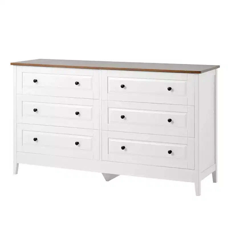 AEELLEEA Chest of Drawers 6 Drawer Organizer Storage Chest Cabinet for Bedroom Living Room Hallway Entryway White
