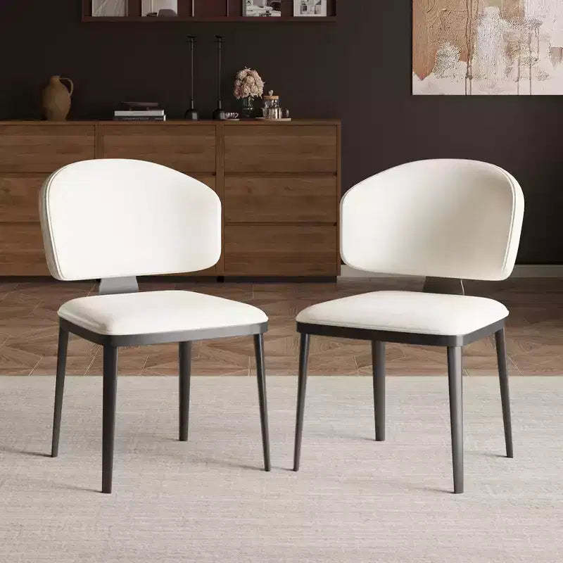 Luck Live Farmhouse Armless Dining Chair Set, Metal Dining Chairs for Multi-scenario Use, Off-white (Set Of 2)