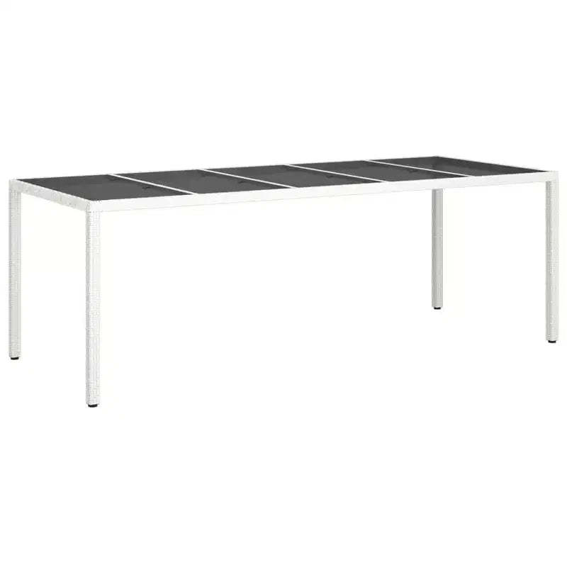 vidaXL Garden Table White Poly Rattan Large Adjustable Feet