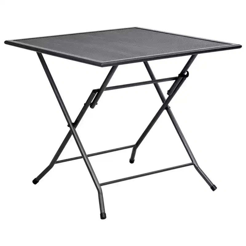 vidaXL Outdoor Dining Table Garden Patio Folding Table with Mesh Design Steel