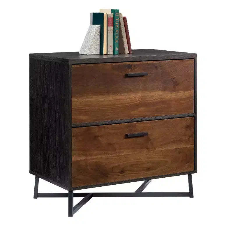 GDFStudio Harper Mid-Century Modern 2-Drawer File Cabinet with Metal Base