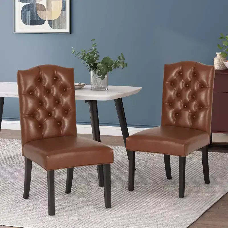 MAYEERTY Set of 2 Harriet KD Tufted Dining Chairs, Button-Tufted Detail Detachable Design, Dining Room