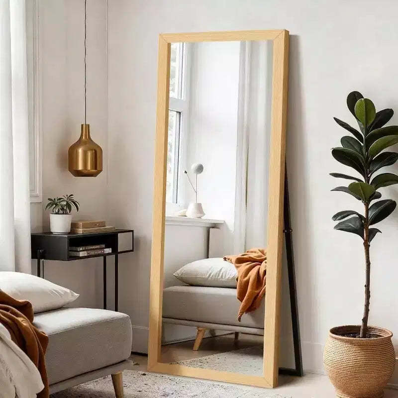 Wall Full Length Mirror Standing Mirror Full Body Large Floor Wall Door Bedroom Bathroom Living Room with Wooden Frame