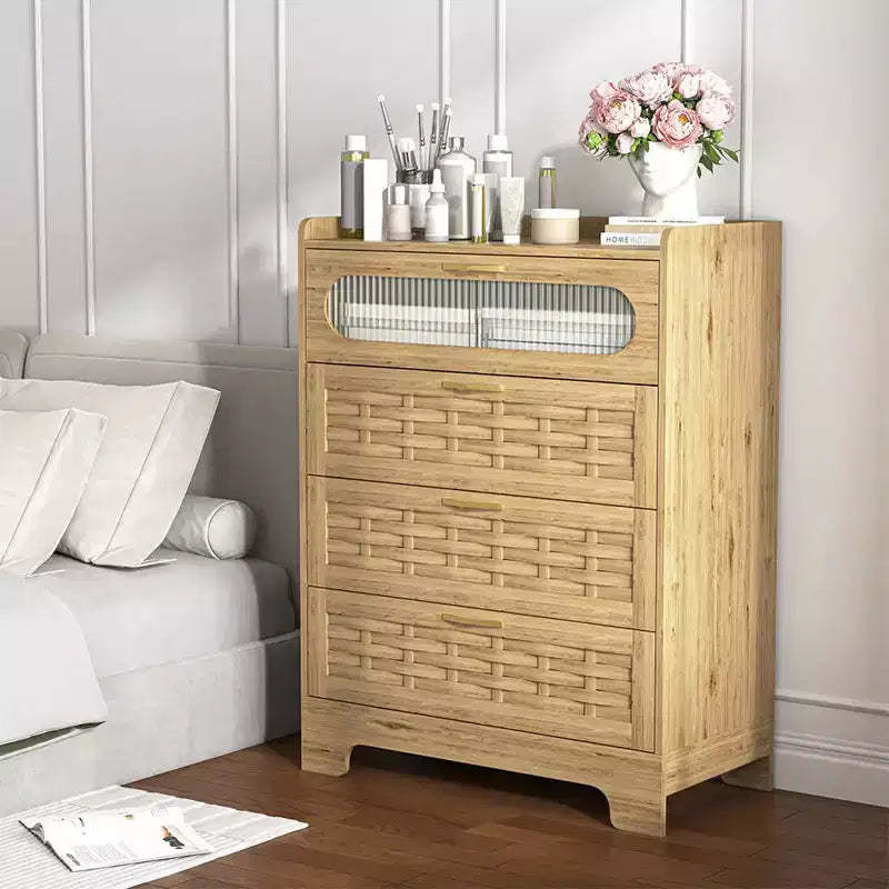 4 Drawer Dresser For Bedroom, Rattan Wood Dressers, Tall Dressers And Wide Chests Of Drawers, Bedroom Closet Dresser, Wood