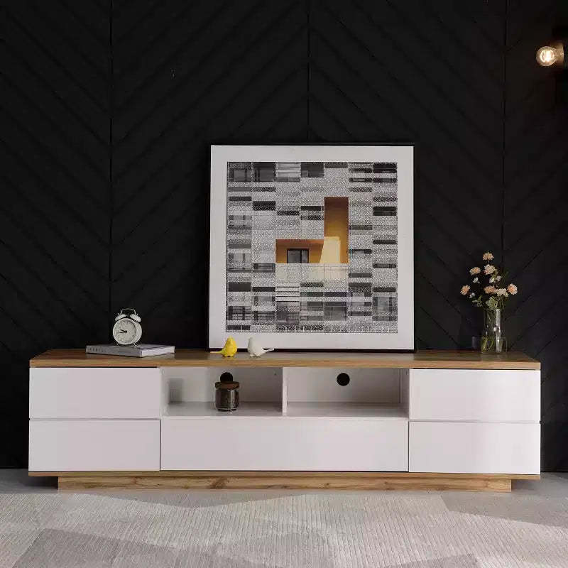 MAYEERTY Modern TV Stand for TVs up to 80, Media Console with Multifunctional Storage, Entertainment Center with Door Rebound Device for Living Room
