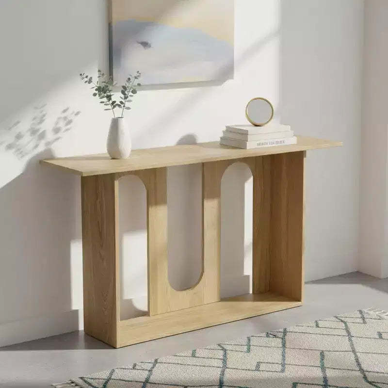Homy Casa Modern Curved Console Table with Open Shelf for Entryway or Living Room