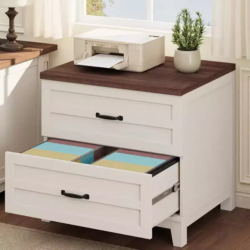 Lateral File Cabinet with 2 Deeper Drawers, Farmhouse Wooden Large Filing Storage Cabinet w/Hanging for Legal/Letter/A4 Size, for Home Office