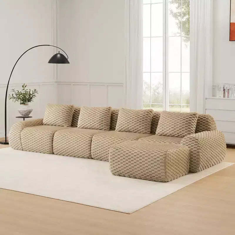 146 Modern L-Shaped Modular Sectional Sofa for Living Room,Flannelette Fabric,Oversized 4-Seater Couch,boneless sofa
