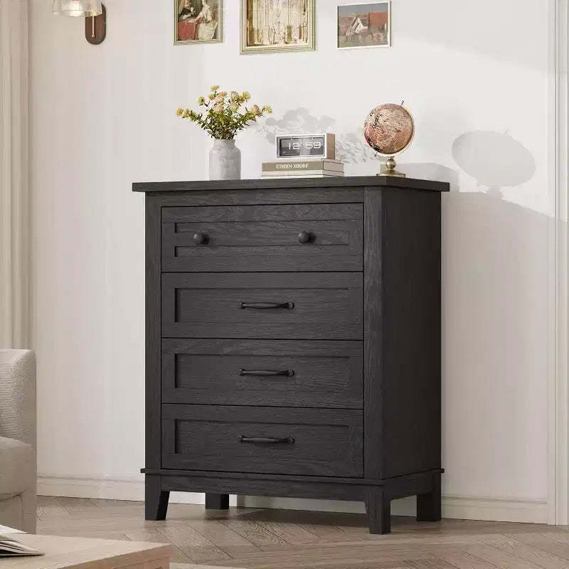 Acekool 4 Drawer Dresser, Tall Vertical Chest with Large Storage, Modern Closet Organizer for Bedroom, Living Room